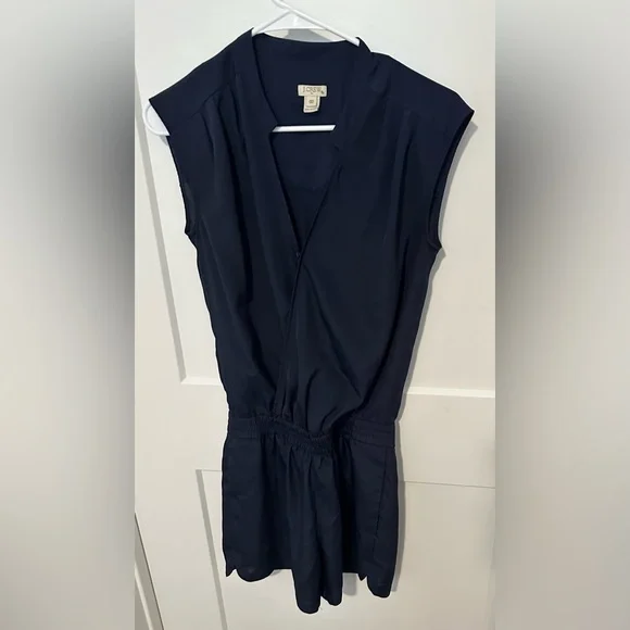 J. Crew Sleeveless Navy Blue V-Neck Romper - Picture 9 of 14